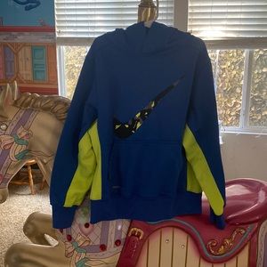 Nike blue and neon green hooded sweatshirt. Sz. M in Great used condition